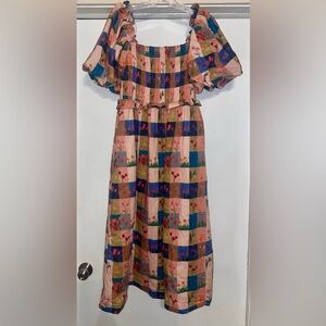 AUREUM Multicolor Patchwork Off The Shoulder Dress